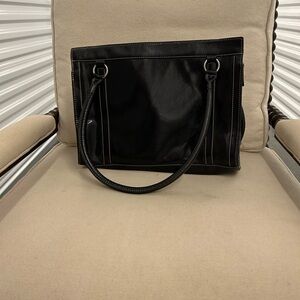 Mundi Black Leather Tote Bag